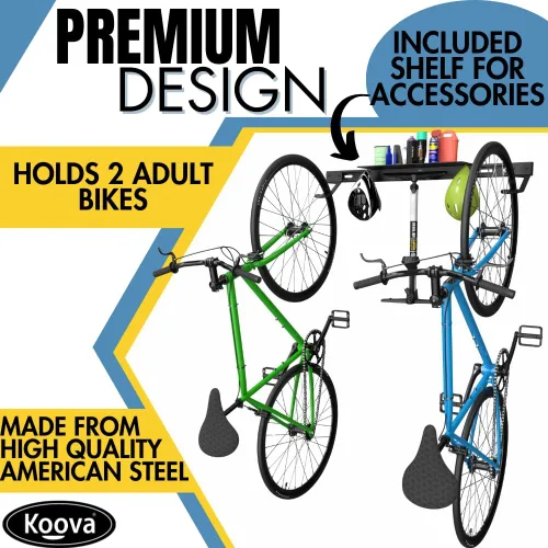 Vista 2 de Koova Soporte de pared para bicicleta Soporte de bicicleta de acero Perchas ajustables Fácil montaje Fabricado en Estados Unidos