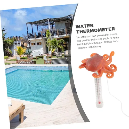 Vista 5 de POPETPOP Floating Water Thermometer for Pool and Bathtub Cartoon Octopus Design Accurate Bath Water Temperature Measuring Tool for Spas Aquariums