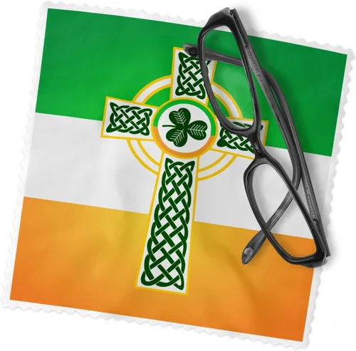 Vista 2 de Limpiador de gafas de escudo celta irlandés y paño de limpieza de microfibra (escudo celta irlandés)