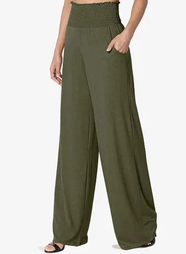 Vista 2 de Dokotoo Pantalones de pijama de pierna ancha para mujer, pantalones de yoga fluidos, pierna recta, cintura alta, pantalones palazzo elásticos