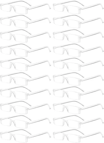 Vista 12 de VEVESMUNDO Gafas de lectura transparentes sin montura para hombres y mujeres, elegantes lectores estrechos