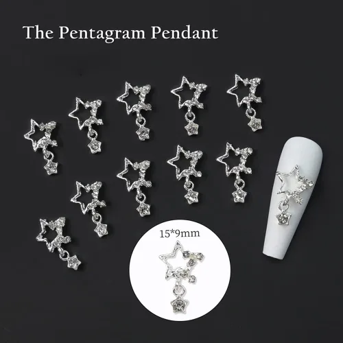 Vista 3 de Dijes de uñas de estrella, 20 piezas de estrellas de diamantes de imitación 3D para diseños de uñas, accesorios de bricolaje