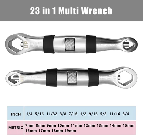 Vista 2 de Llave universal multifuncional ajustable 23 en 1 llave de tuerca y perno herramienta de bolsillo de 1/4 a 3/4 pulgadas y 0.276 in a 0.748 in