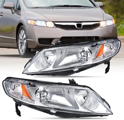 Vista 13 de Nilight - Conjunto de faros delanteros compatibles con Honda Civic 1996 1997 1998. Reemplazo de faros delanteros, carcasa negra, reflector ámbar