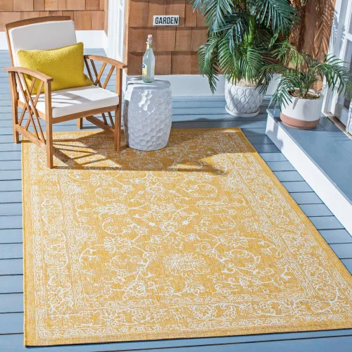 Vista 70 de SAFAVIEH Alfombra lavable al aire libre, colección Courtyard - 2'3" x 5', azul aguamarina y gris, no desprende pelusa y fácil limpieza, ideal