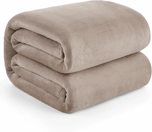 Vista 24 de Hansleep Manta de forro polar para sofá beige, súper suave manta de franela esponjosa y acogedora para todas las estaciones, beige, manta de 50x60