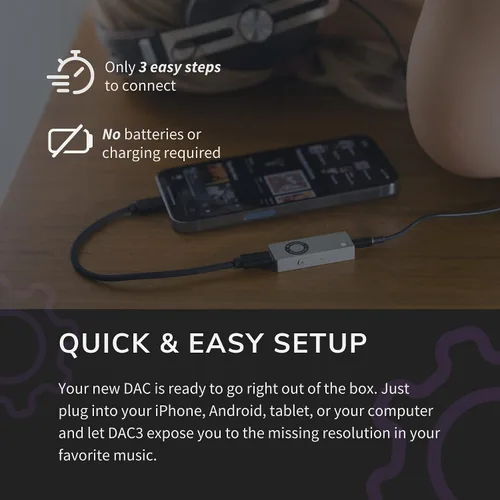 Vista 9 de Audioengine DAC3. Convertidor de señal digital a analógica de 32-bits para auriculares móviles para música y audio de alta resolución