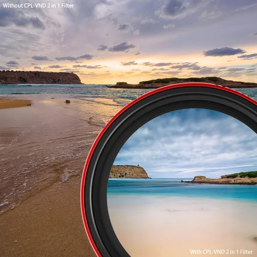 Vista 6 de Haida 67mm VND+CPL 2 en 1 Filtro Ajustable ND8-ND128 (3-7 Paradas) para Lente de Cámara, Filtro Polarizador de Revestimiento Múltiple