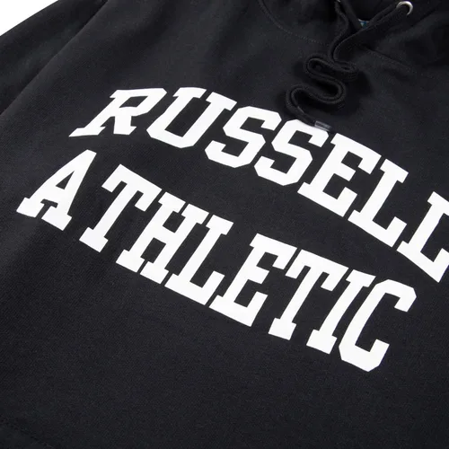 Vista 2 de Russell Athletic Sudadera con capucha grande y alta para hombre - Sudadera con capucha de forro polar, Estampado en negro