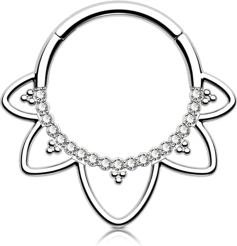 Vista 12 de OUFER Joyería para Piercing Daith, Aretes Daith de Acero Inoxidable 316L, Arete de Aro Daith con Diseño de CZ Transparente 16G, Joyería