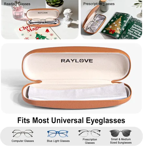 Vista 9 de RayLove Fundas rígidas unisex para gafas, estuche protector para gafas