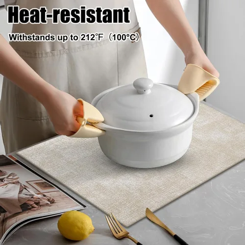 Vista 2 de Homaxy Juego de 4 manteles individuales de piel sintética resistentes al calor para mesa de comedor, impermeables, lavables, lavables, manteles