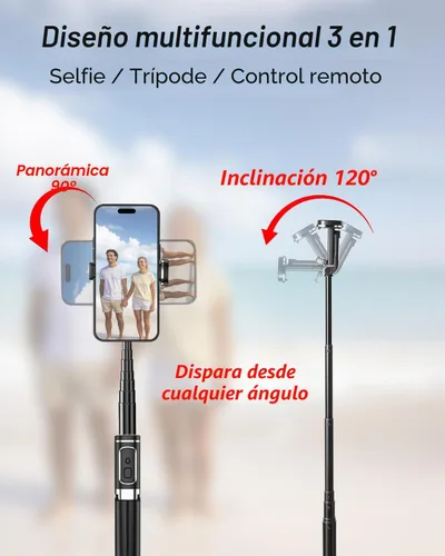 Vista 2 de CAMBOFOTO Trípode para selfie, soporte para teléfono de 67 pulgadas con control remoto Palo selfie 2 en 1 y trípode para teléfono para fotos
