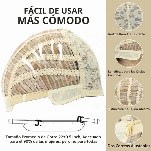 Vista 7 de TISHINING Pelucas Rizadas Cortas de Corte Pixie Ombre Rubias para Mujeres Blancas Peluca Rubia Mixta Esponjosa en Capas con Flequillo de Aspecto