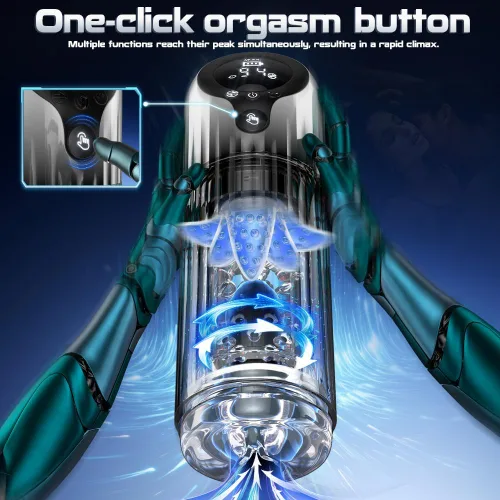 Vista 4 de Masturbador automático masculino con bomba de pene, juguetes sexuales para hombre con 9 rotaciones y 4 succión y lamer, manga texturizada