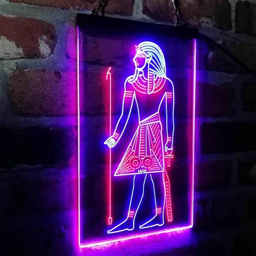 Vista 3 de ADVPRO Pirámides egipcias Antiguo Egipto Menes Faraón Hombre Dual Color LED Neon Sign Azul y Rojo 8 x 12 pulgadas st6s23-i4050-br