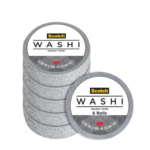 Vista 17 de Scotch Expressions Cinta con purpurina, 0.59 x 196 pulgadas, negro, 6 rollos (C514-BLK)