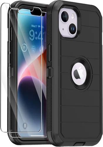 Vista 14 de para iPhone 14 Plus Funda con 2 Protectores de Pantalla, Funda Resistente a Caídas y a Prueba de Golpes, Resistente de 3 Capas, Militar, Duradera
