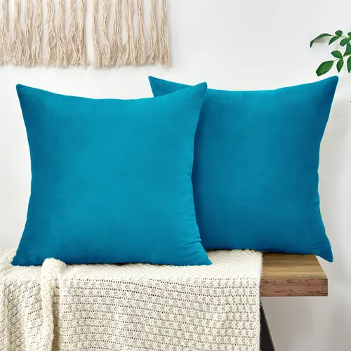 Vista 26 de Juego de 2 fundas de almohada decorativas de terciopelo de 16 x 16 pulgadas, fundas de almohada negras suaves para sofá, cama, sala de estar
