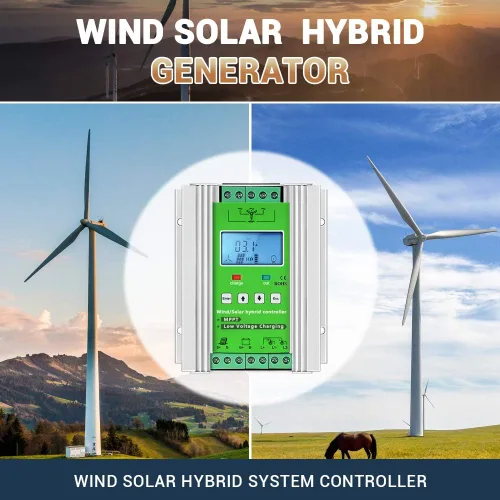 Vista 13 de Controlador de carga híbrido solar eólico de 1000 W, regulador de carga MPPT de 12 V/24 V, regulador de carga con pantalla LCD y carga de descarga