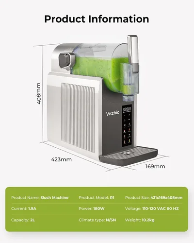 Vista 9 de Máquina de granizado: Máquina de Granizado para uso doméstico con 7 programas preestablecidos y función de limpieza automática, fabricante de Plata