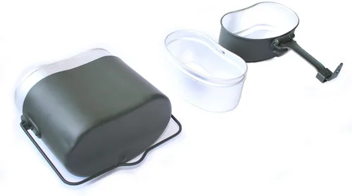 Vista 4 de ANQIAO Green Collectibles WWII WW2 German M31 Mess Kit de lata con correa de cuero 3 piezas en 1