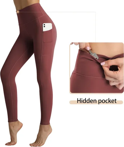 Vista 3 de RIMLESS 7 Leggings para mujer con bolsillos de cintura alta, pantalones de yoga de algodón para entrenamiento, correr, atletismo, pantalones capri