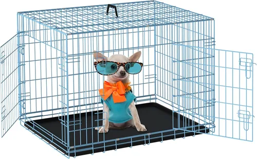 Vista 16 de Jaula negra para perros de 24 pulgadas, grande, XXL, plegable para perros grandes, jaulas de alambre de metal, jaula de segregación de animales