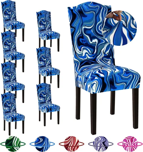 Vista 34 de Sufdari Juego de 4 fundas para sillas de comedor, color beige, antideslizantes, de elastano, elásticas, para comedor, hotel (Grande)