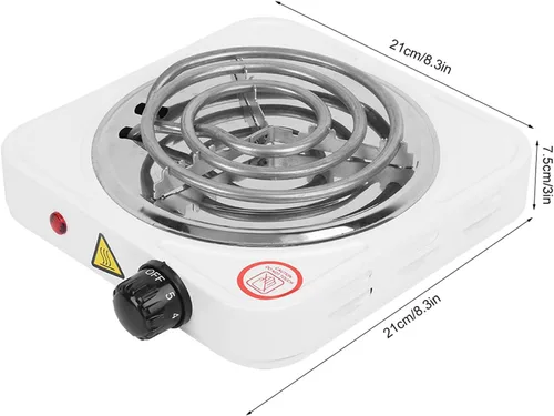 Vista 6 de Estufa eléctrica portátil de un solo tubo, quemador de encimera de acero inoxidable de 1000 W con termostato ajustable y protección contra