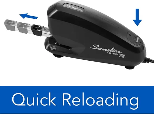 Vista 4 de Swingline Engrapadora eléctrica, paquete de valor Speed Pro 25, capacidad para 25 hojas, incluye quitagrapas y grapas premium, negro (42140)