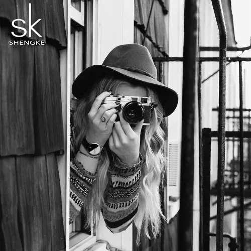 Vista 7 de SHENGKE Simplicity - Reloj creativo para mujer, de piel auténtica, elegante, para mujer