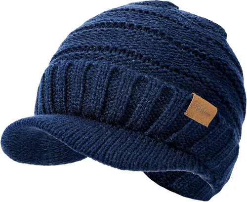 Vista 12 de Sombreros de invierno para mujeres - Gorro de punto cálido y con estilo, grueso, con visera, lindos sombreros de invierno suaves y elásticos