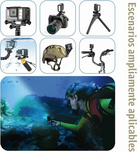 Vista 4 de SOONSUN Luz de buceo impermeable 450LM para GoPro Hero 13 12 11 10 9 Negro