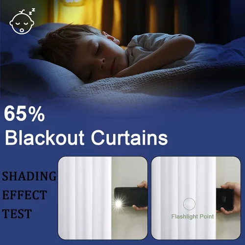 Vista 38 de OWENIE Cortinas 100% opacas de 63 pulgadas de largo, 2 paneles para dormitorio, sala de estar, cortinas superiores con ojales con aislamiento Negro
