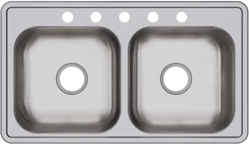 Vista 21 de Dayton D233221 Equal - Fregadero de acero inoxidable con doble tazón, 33 x 22 x 6.5 pulgadas