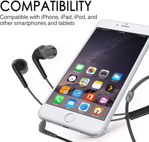 Vista 8 de MEE Audio RX18 auriculares in-ear de calce cómodo con bajos potenciados, Cable con micrófono, Negro