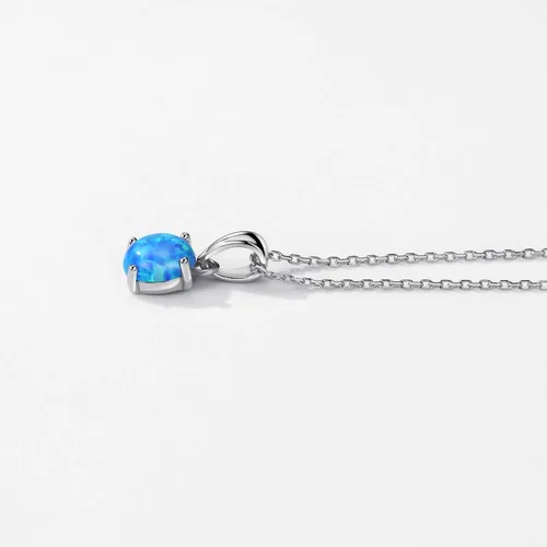 Vista 6 de Michooyel Sterling Silver Opal Pendant Necklace Simple Dainty Solitaire Opal Jewelry for Women Gemstone Necklaces 18K Gold Rose Gold Necklace for