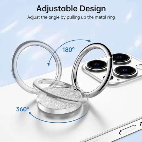 Vista 2 de Syncwire Soporte de anillo para teléfono celular, soporte de anillo de dedo Soporte giratorio de 360°, diseño brillante, soporte de anillo