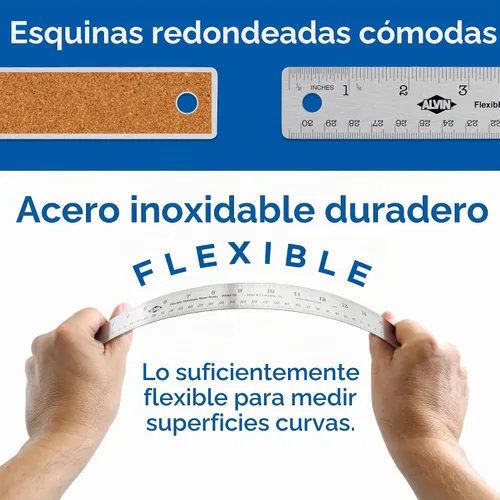 Vista 4 de Alvin, Regla de acero inoxidable, metal, 6 pulgadas
