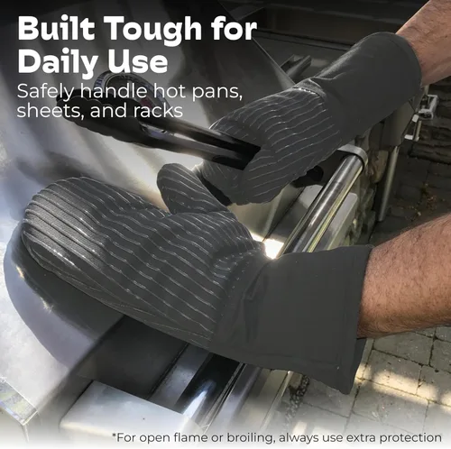 Vista 7 de Guantes de horno resistentes al calor - Juego de 2 guantes de cocina de silicona, gris