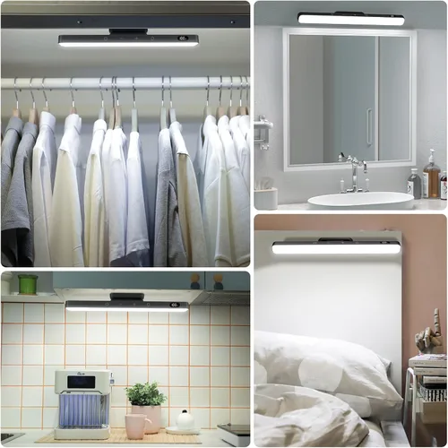 Vista 4 de WILLED Luces de espejo regulables de 3W, luz de pared ajustable de 3 colores con 120 LED, control táctil, luz de maquillaje recargable de 2000mAh