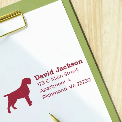 Vista 174 de Airedale Terrier Address Stamp, Custom Airedale Terrier Hand Stamp for Dog Lovers, Duo Rubber Return Address for Pet Owners Montaje manual Duo