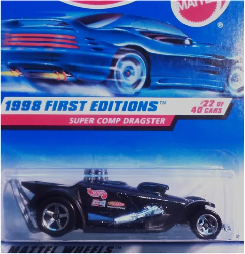 Vista 2 de Hot Wheels Super COMP Dragster Black 1998 Primeras Ediciones Serie #22 de 40 Coche Básico Escala 1:64 Coleccionista #655