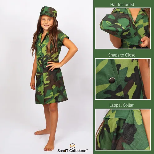 Vista 3 de Disfraz de niña del ejército para niños disfraz de soldado talla L