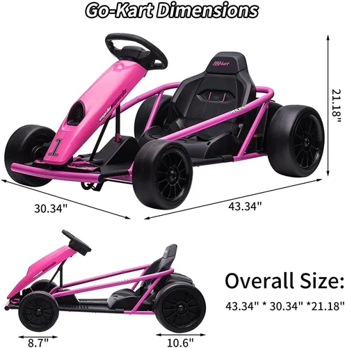 Vista 24 de Go Kart alimentado por batería de 24 V para niños de 8 a 15 años Azul