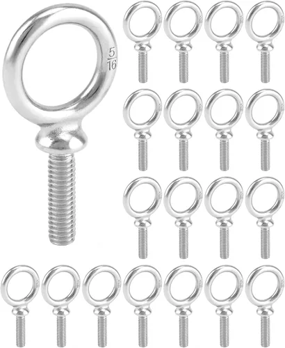 Vista 14 de QWORK Perno de ojo, paquete de 20 pernos de elevación de acero inoxidable de grado marino de 1/2 pulgada -13 x 1-1/2 pulgadas, de grado marino Lote