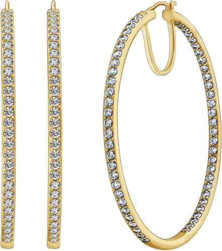 Vista 2 de Tienda Essentials Aretes redondos de plata de ley con circonita cúbica Infinite Elements (7 cttw), (anteriormente colección Tienda)