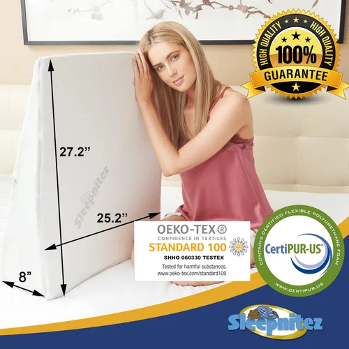 Vista 7 de Sleepnitez - Almohada de cuña para cama de 8 pulgadas apta para FSA – Almohada de espuma viscoelástica en forma de cuña para dormir, almohada
