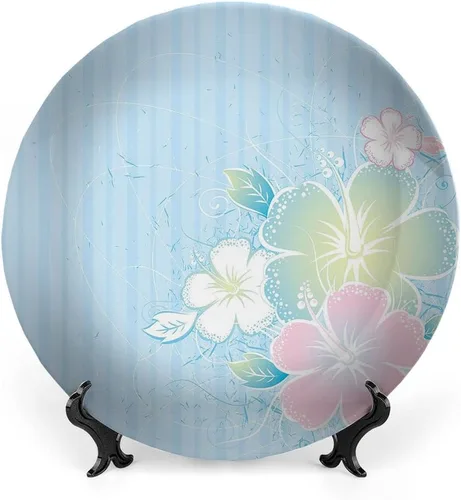 Vista 15 de Placa de exhibición de cerámica, placa decorativa colgante de cerámica con flores, tema de jardinería de dibujos animados, 6 pulgadas, decoración